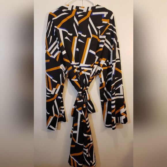 Rebdolls Frankie Tavares Womens Plus 3x Geometric Print Statement Kimono Duster - Picture 7 of 10